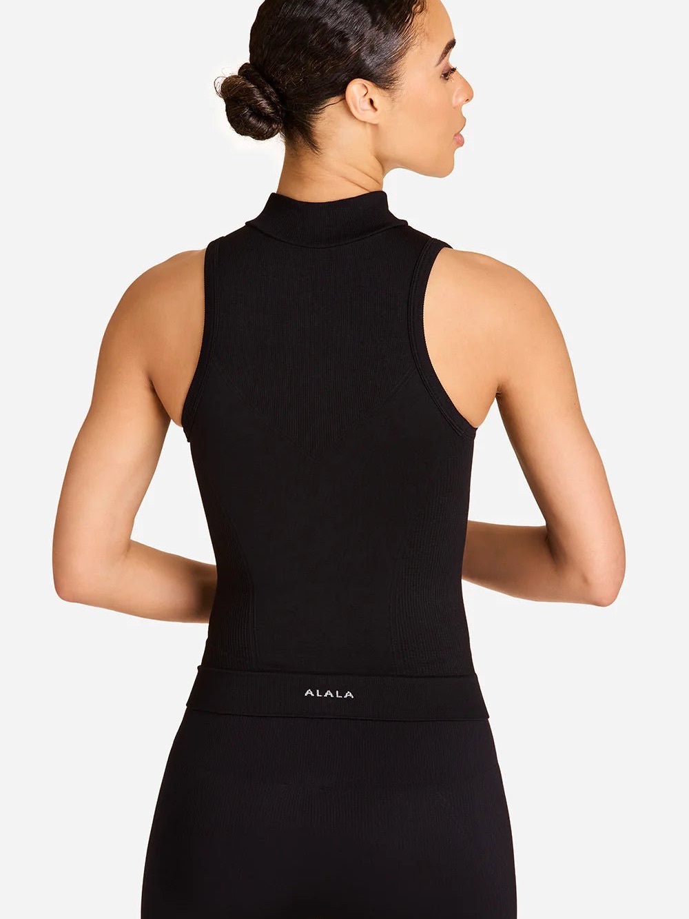 Alala Black Ribbed Mock Neck Athletic Tank - Picture 2 of 6